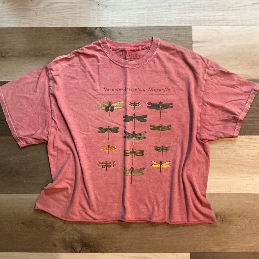 Fifth Sun Coral-Pink Dragonfly Graphic Tee